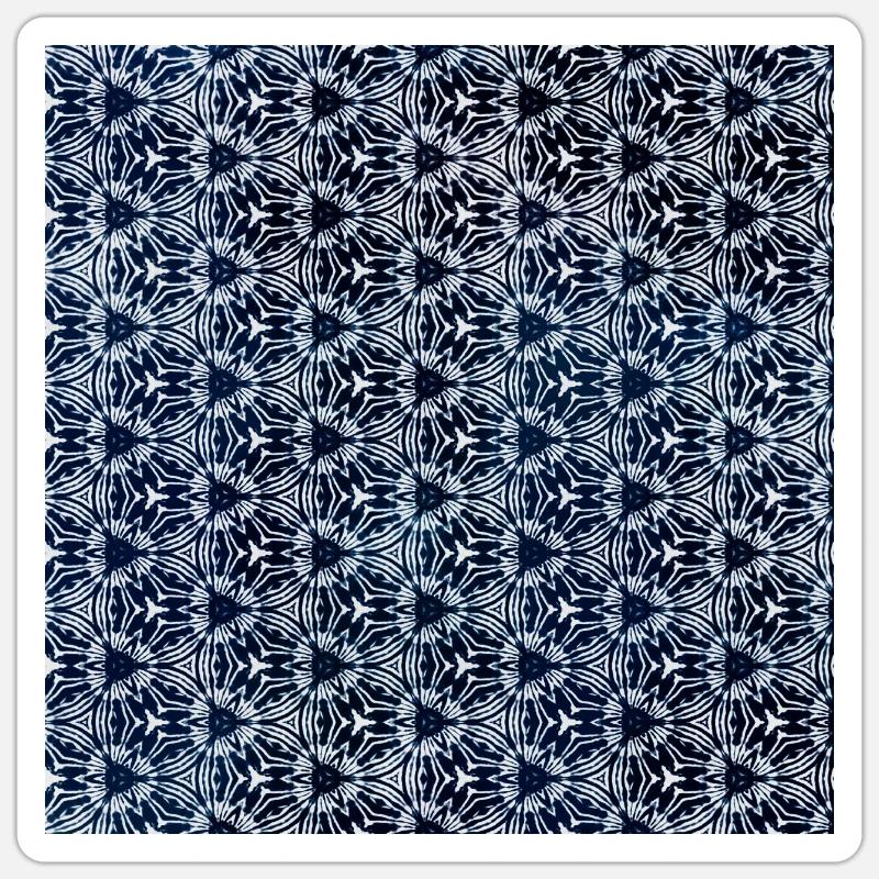 Silver Grey Dark Blue Tie Dye Textile Pattern Sticker size S (10 x 10 cm)