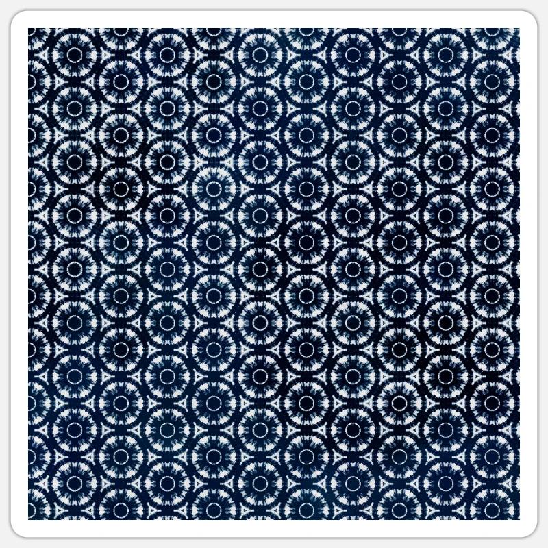 Silver Dark Blue Tie Dye Textile Pattern Sticker size S (10 x 10 cm)
