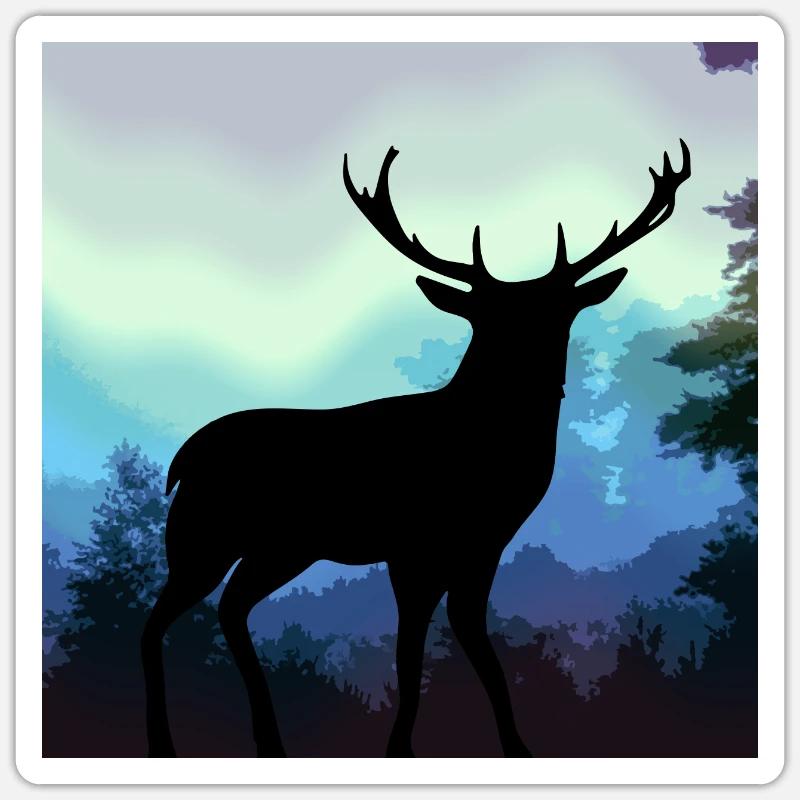 Cerf - Sticker taille S (10 x 10 cm) - blanc mat