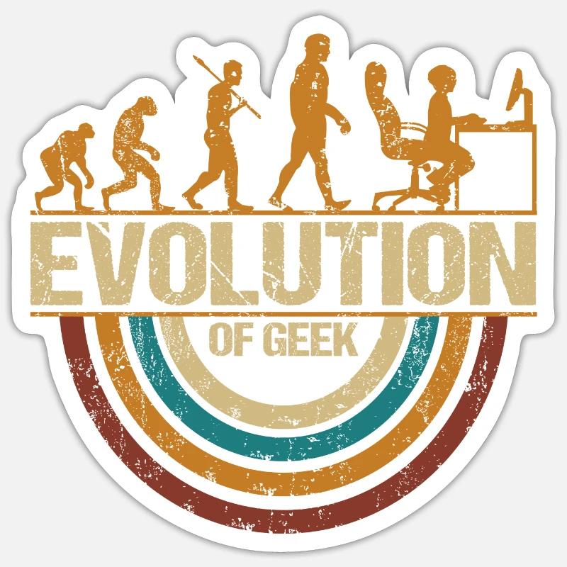 Computer Nerd Programmierer Evolution witzige - Sticker Größe S (10 x 10 cm) - Mattweiß
