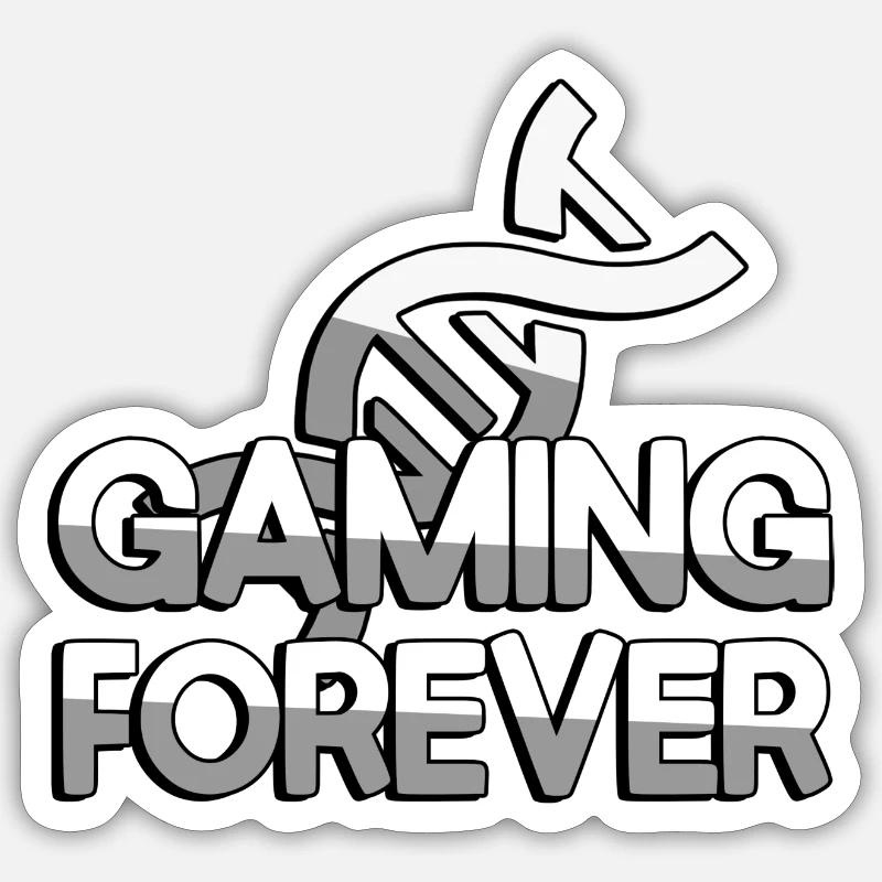 GAMING FOREVER + ADN - Jeux - Sticker taille S (10 x 10 cm) - blanc mat