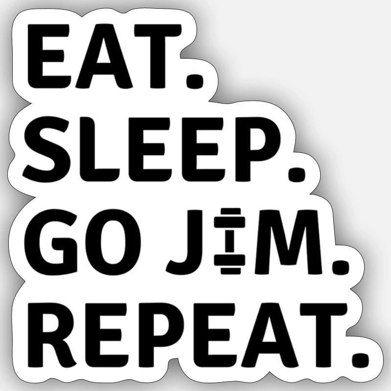 MANGER SLEEP GO JIM - Sticker taille S (10 x 10 cm) - blanc mat