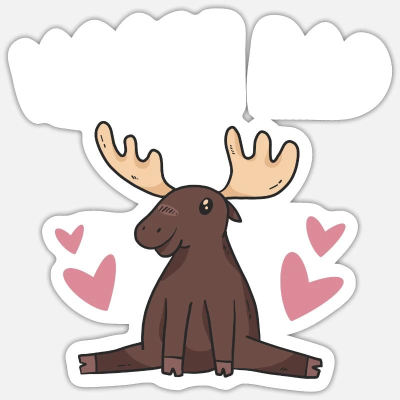 Elk Moose Papa Moose - Sticker taille S (10 x 10 cm) - blanc mat