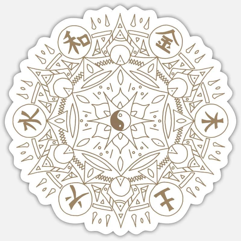 Five elements - Mandala made with Love - Sticker Größe S (10 x 10 cm) - Mattweiß