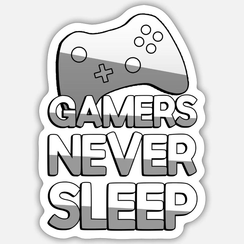 GAMERS NEVER SLEEP + Controller - Gaming Sticker Größe S (10 x 10 cm)