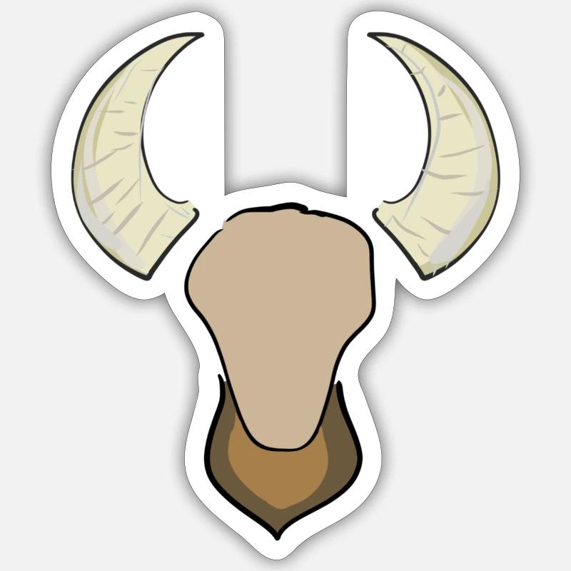tier widder bulle hörner symbol - Sticker Größe S (10 x 10 cm) - Mattweiß