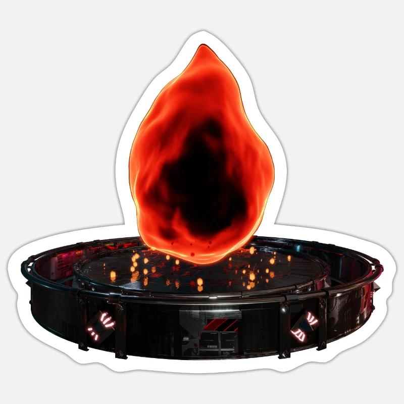 Stylized Fire in Sci-Fi Plataform Sticker size S (10 x 10 cm)