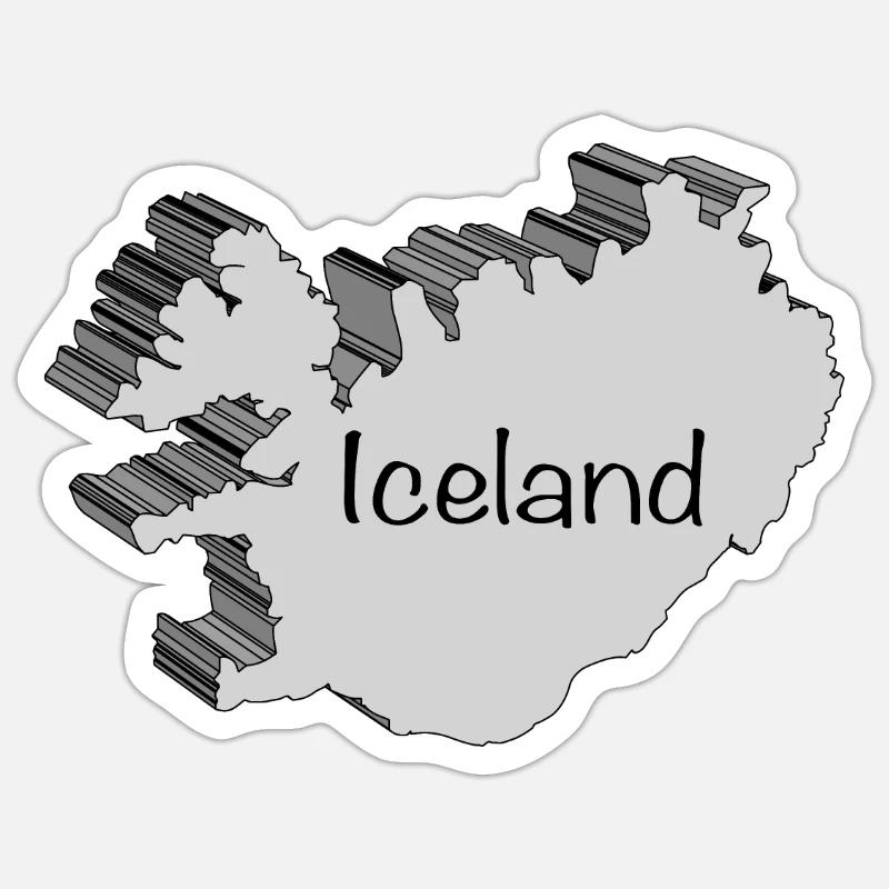 Carte 3D de l’Islande - Sticker taille S (10 x 10 cm) - blanc mat