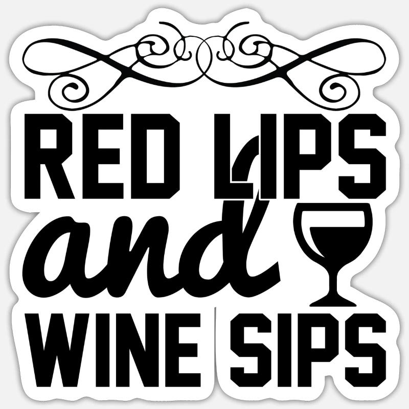 Red Lips and Wine Sips - Sticker size S (10 x 10 cm) - white matte