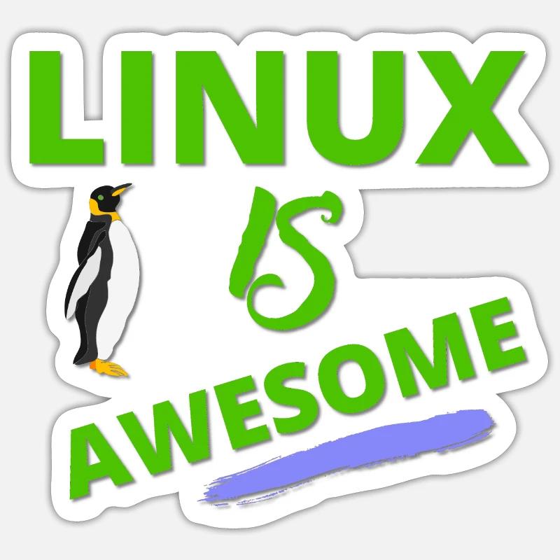 Linux est génial - Cadeau pour les monstres de l’informatique - Sticker taille S (10 x 10 cm) - blanc mat