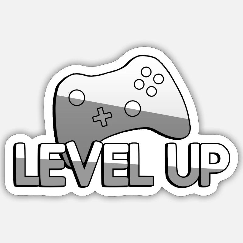 LEVEL UP + Controller - Gaming Sticker Größe S (10 x 10 cm)