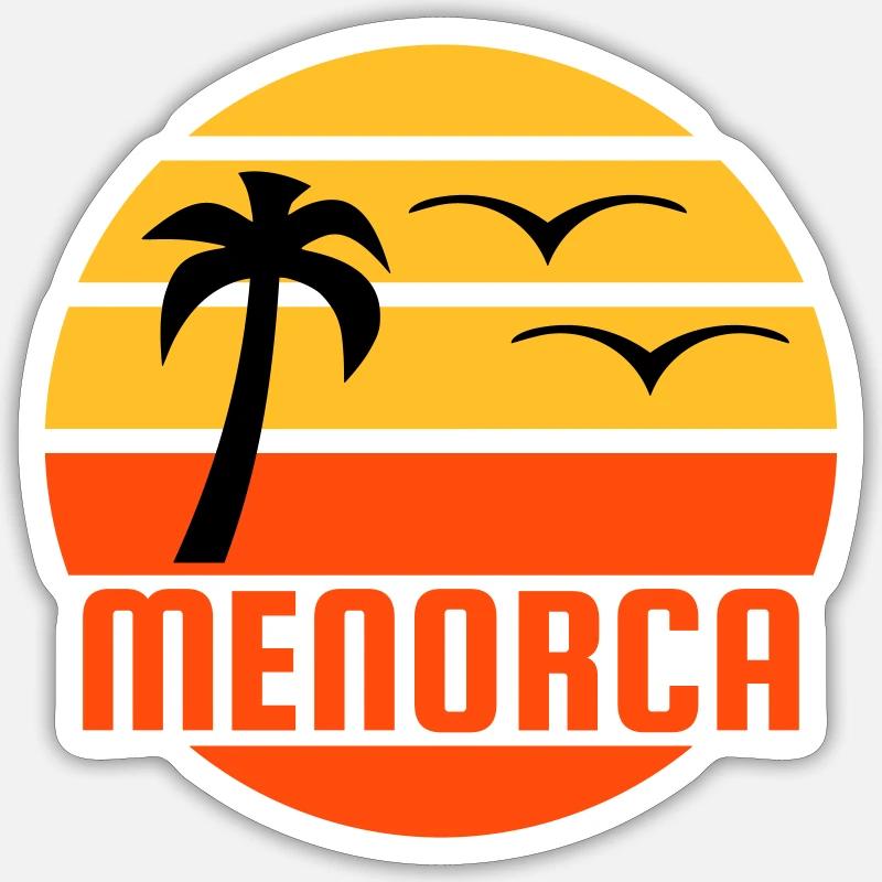 Minorque (soleil, palmier, oiseaux) Sticker taille S (10 x 10 cm)