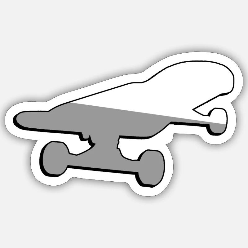 Skateboard - Illustration - Sticker Größe S (10 x 10 cm) - Mattweiß