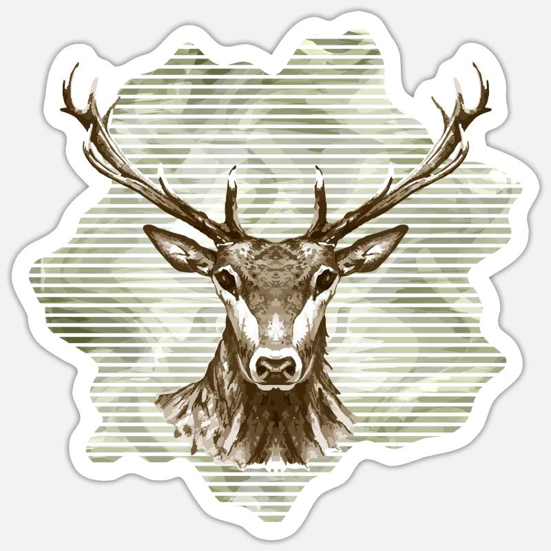 Cerf - Sticker taille S (10 x 10 cm) - blanc mat