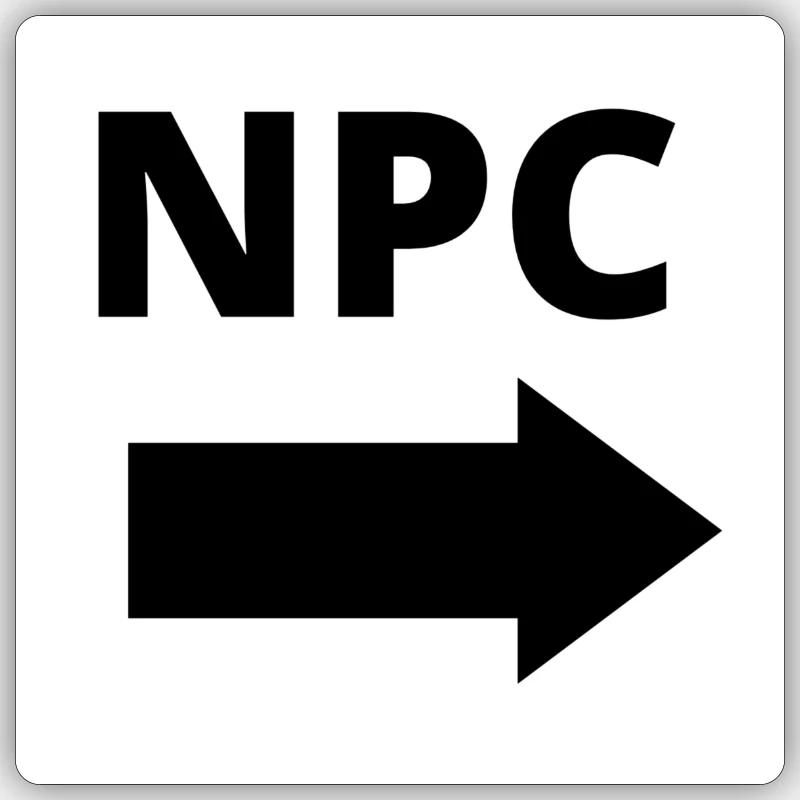 Conception « NPC » avec flèche en noir Sticker taille S (10 x 10 cm)