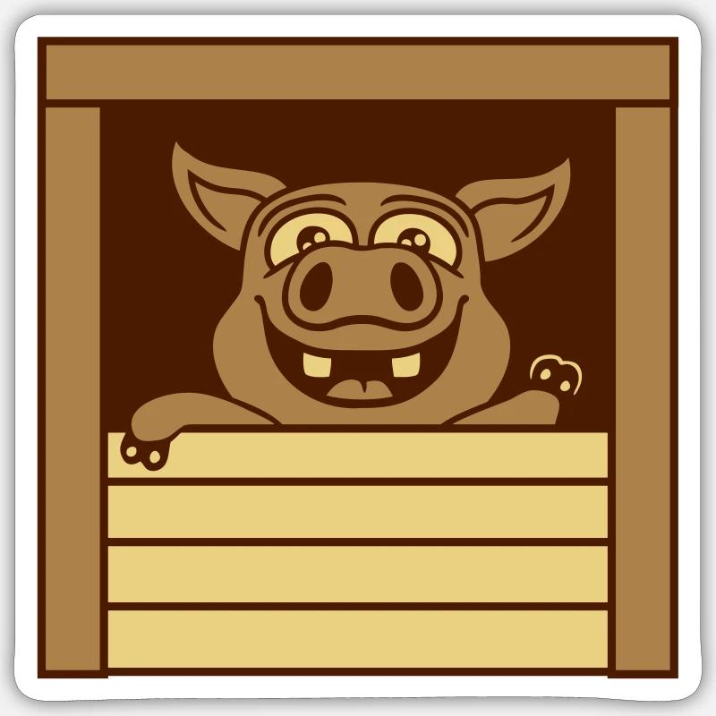 Piglet waves amical comic - Sticker taille S (10 x 10 cm) - blanc mat