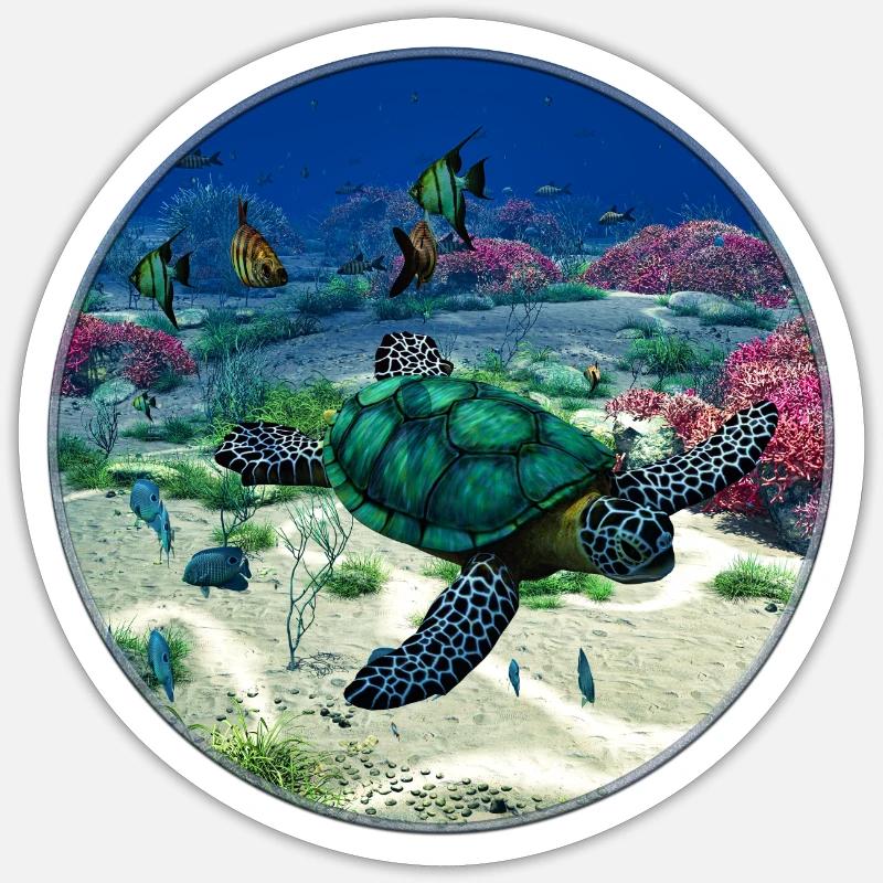 Tortue marine - Sticker taille S (10 x 10 cm) - blanc mat