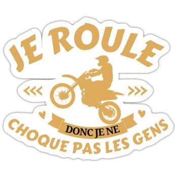 Je roule le moto, biker,Vélo - Sticker taille S (10 x 10 cm) - blanc mat - Devant