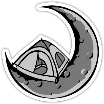 Moon Camping Tent Space - Sticker size S (10 x 10 cm) - white matte - Front