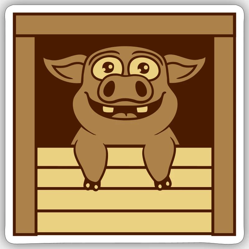 Comic funny stable pig Sticker size S (10 x 10 cm)