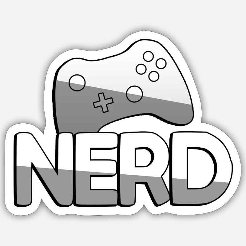 NERD + Controller - Gaming - Sticker Größe S (10 x 10 cm) - Mattweiß