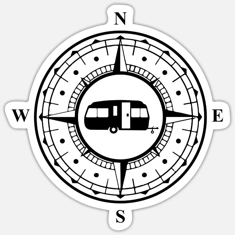CARAVANE DANS COMPASS - Sticker taille S (10 x 10 cm)