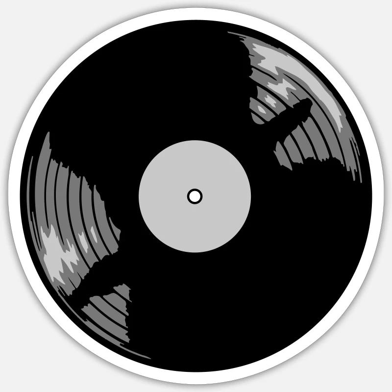 Conception de musique de disque vinyle - Sticker taille S (10 x 10 cm) - blanc mat