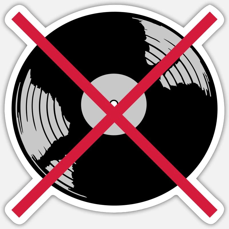 Musique de disque vinyle interdite - Sticker taille S (10 x 10 cm) - blanc mat