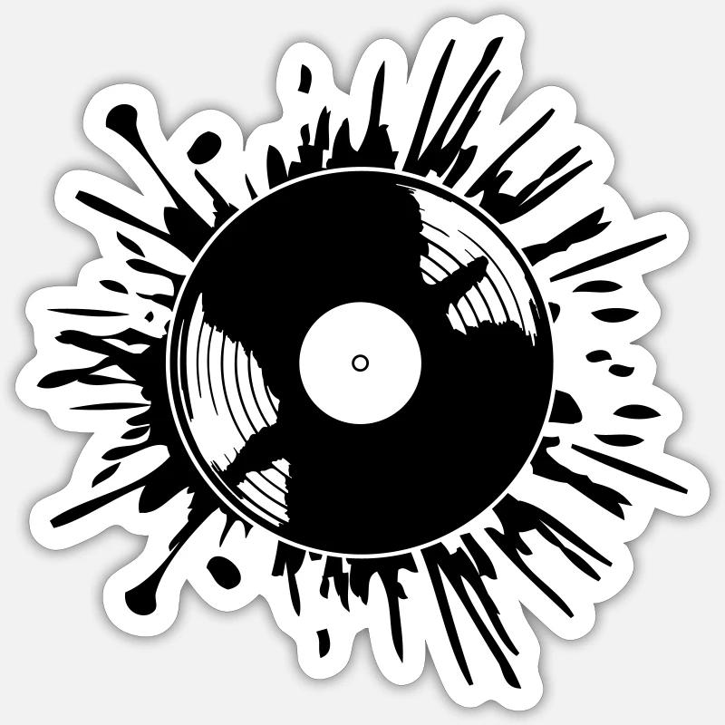 Tropfen Farbklecks Vinyl Schallplatte Sticker Größe S (10 x 10 cm)