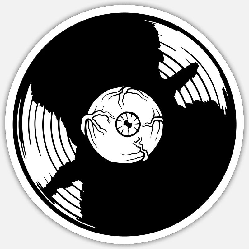 Disque vinyle Eye Horror - Sticker taille S (10 x 10 cm) - blanc mat