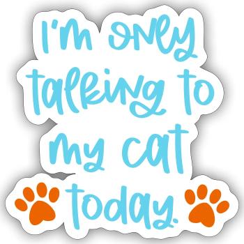 JE NE PARLE QU’À MON CHAT MIAULEMENT EN DISANT MOTIF - Sticker taille S (10 x 10 cm) - blanc mat - Devant