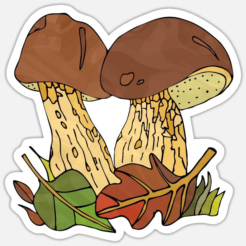 Pilze - Sticker Größe S (10 x 10 cm) - Mattweiß