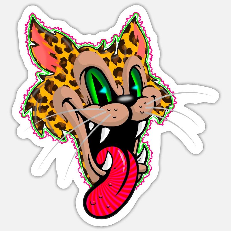 Leopard Comic Psychedelisch - Sticker Größe S (10 x 10 cm) - Mattweiß