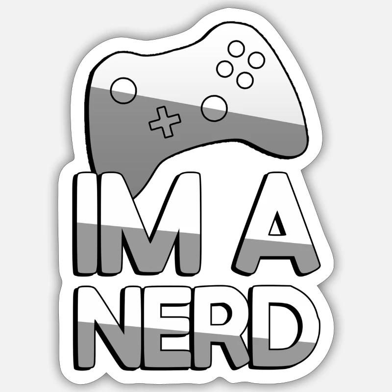 IM A NERD + Controller - Gaming - Sticker Größe S (10 x 10 cm) - Mattweiß