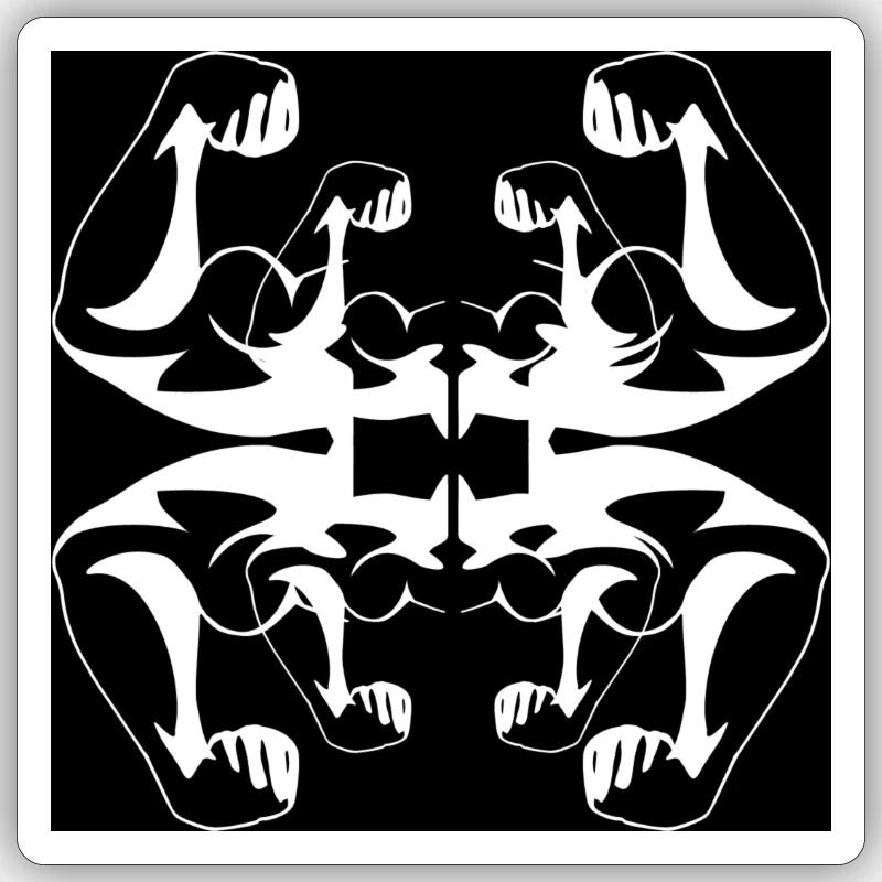 B-White Powerful - Sticker taille S (10 x 10 cm) - blanc mat