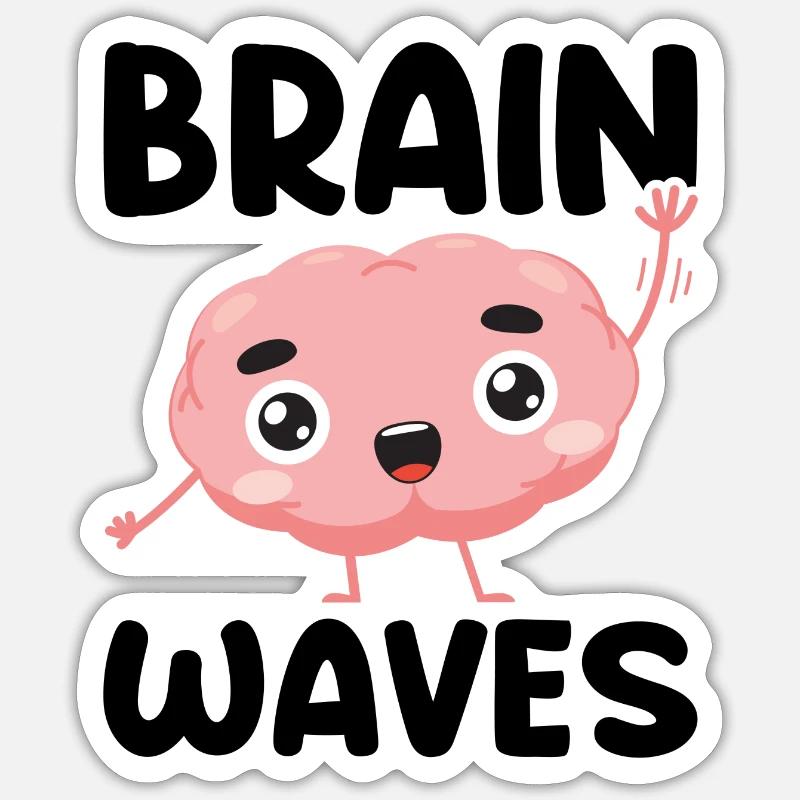 Ondes cérébrales - Sticker taille S (10 x 10 cm) - blanc mat