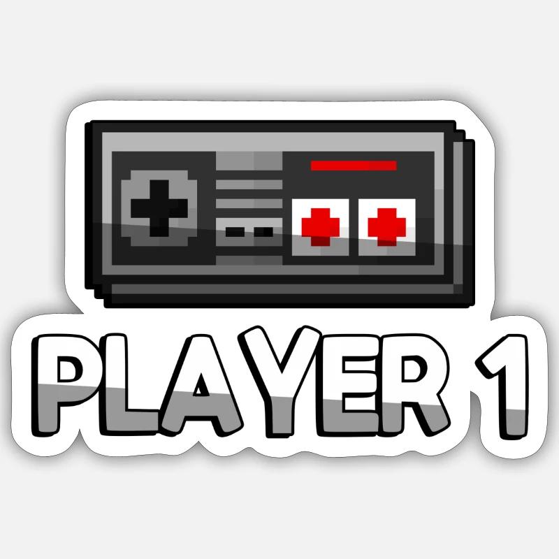 PLAYER 1 + NES Controller - Gaming - Sticker size S (10 x 10 cm) - white matte