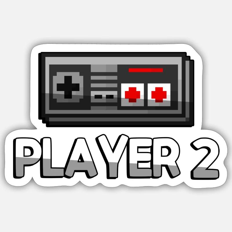 PLAYER 2 + NES Controller - Gaming - Sticker Größe S (10 x 10 cm) - Mattweiß