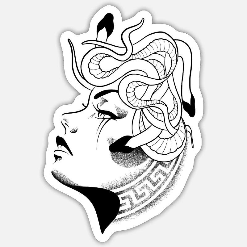 Medusa-Dotwork Sticker Größe S (10 x 10 cm)