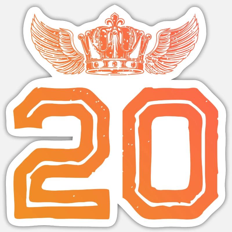 Couronne de 20 chiffres - Sticker taille S (10 x 10 cm) - blanc mat