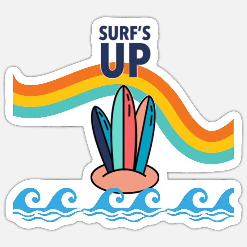 rainbow surfboard - Sticker size S (10 x 10 cm) - white matte