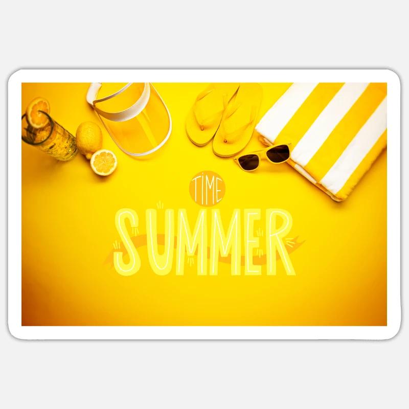summer time - Sticker taille S (10 x 10 cm) - blanc mat