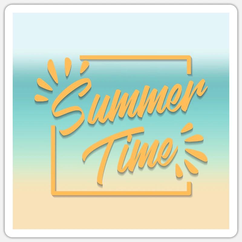SUMMER TIME, le temps de l'été - Sticker taille S (10 x 10 cm) - blanc mat