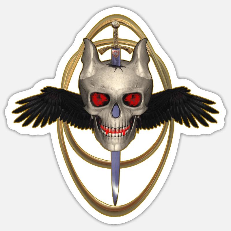 Crâne avec épée Sticker taille S (10 x 10 cm)