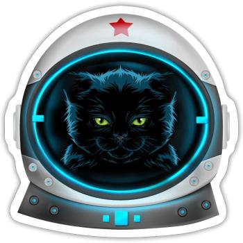 angry space cat astronaut - Sticker size S (10 x 10 cm) - white matte - Front