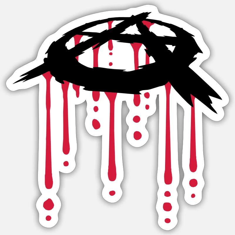 symbole d'anarchie goutte de sang Sticker taille S (10 x 10 cm)