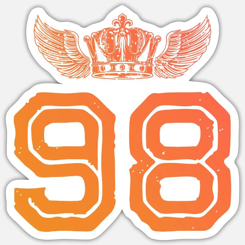 98 Number crown - Sticker size S (10 x 10 cm) - white matte