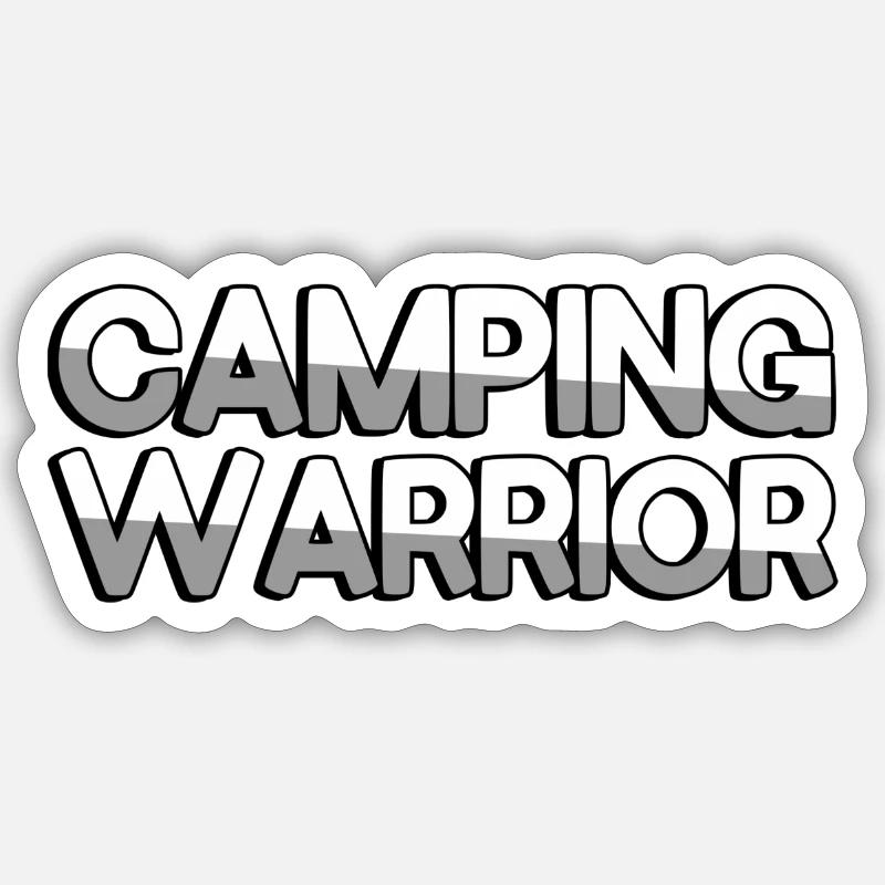 CAMPING WARRIOR - Camping - Sticker taille S (10 x 10 cm) - blanc mat