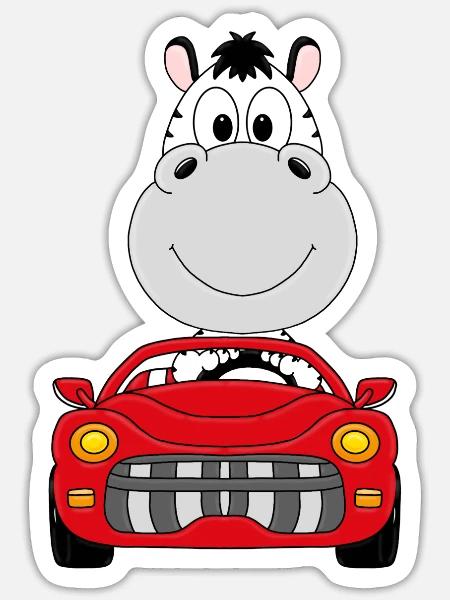 ZEBRA - AUTO - TIER - TIERISCH - Sticker Größe S (10 x 10 cm) - Mattweiß