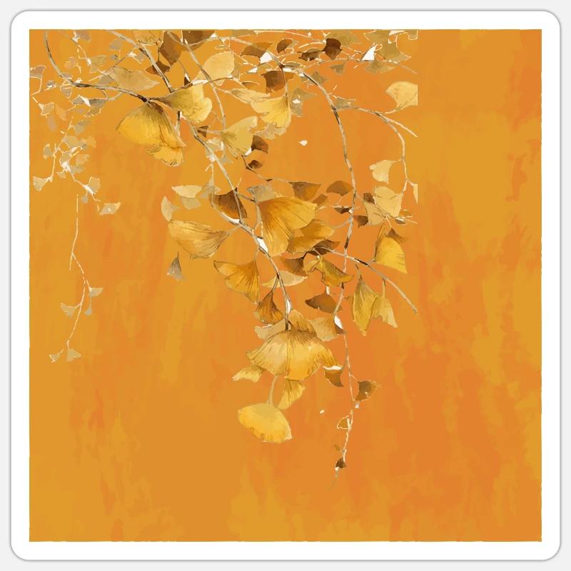 Gingko - Sticker taille S (10 x 10 cm) - blanc mat